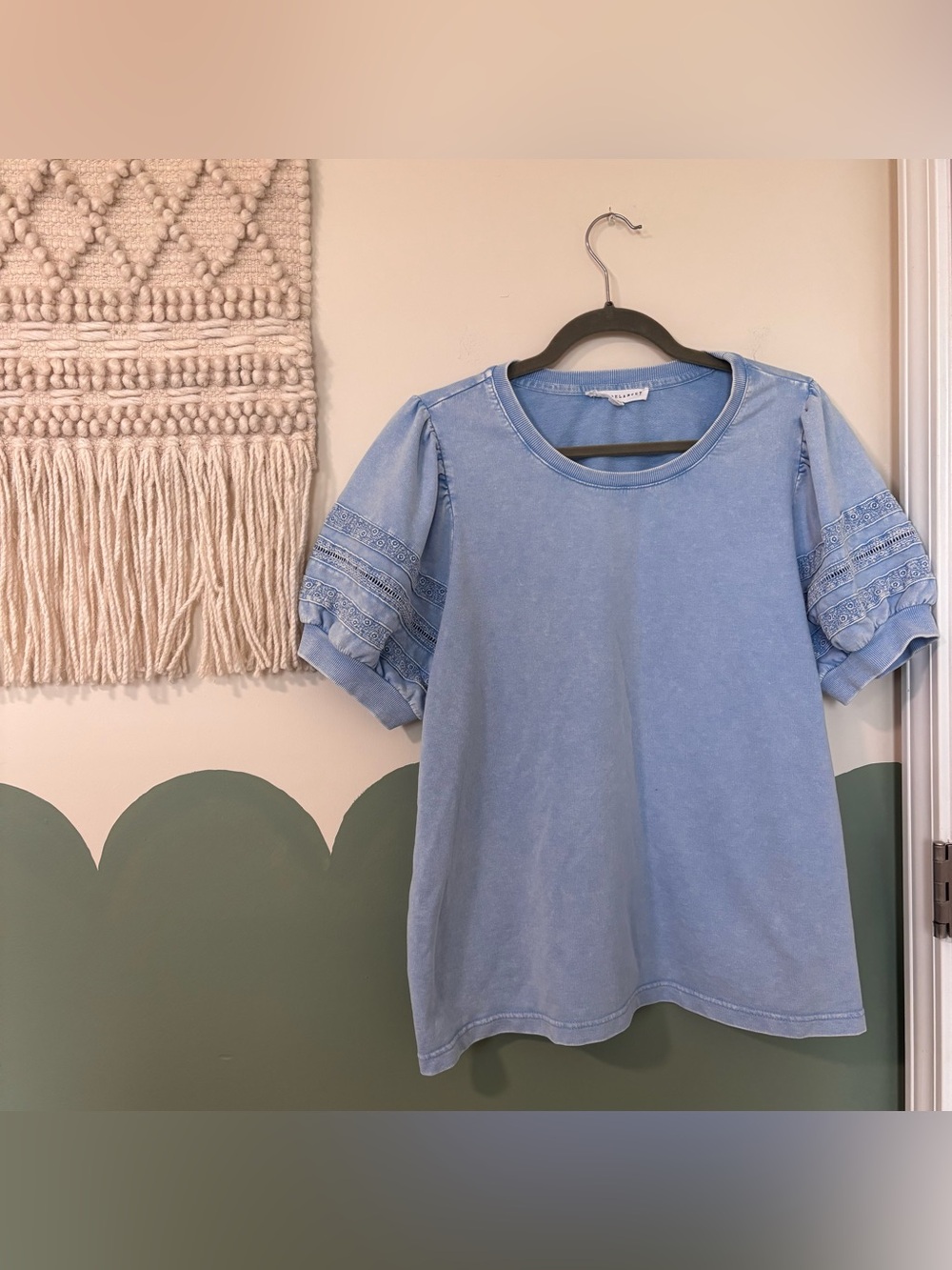 Jane and Delancey Light Blue Puff Sleeve Tee